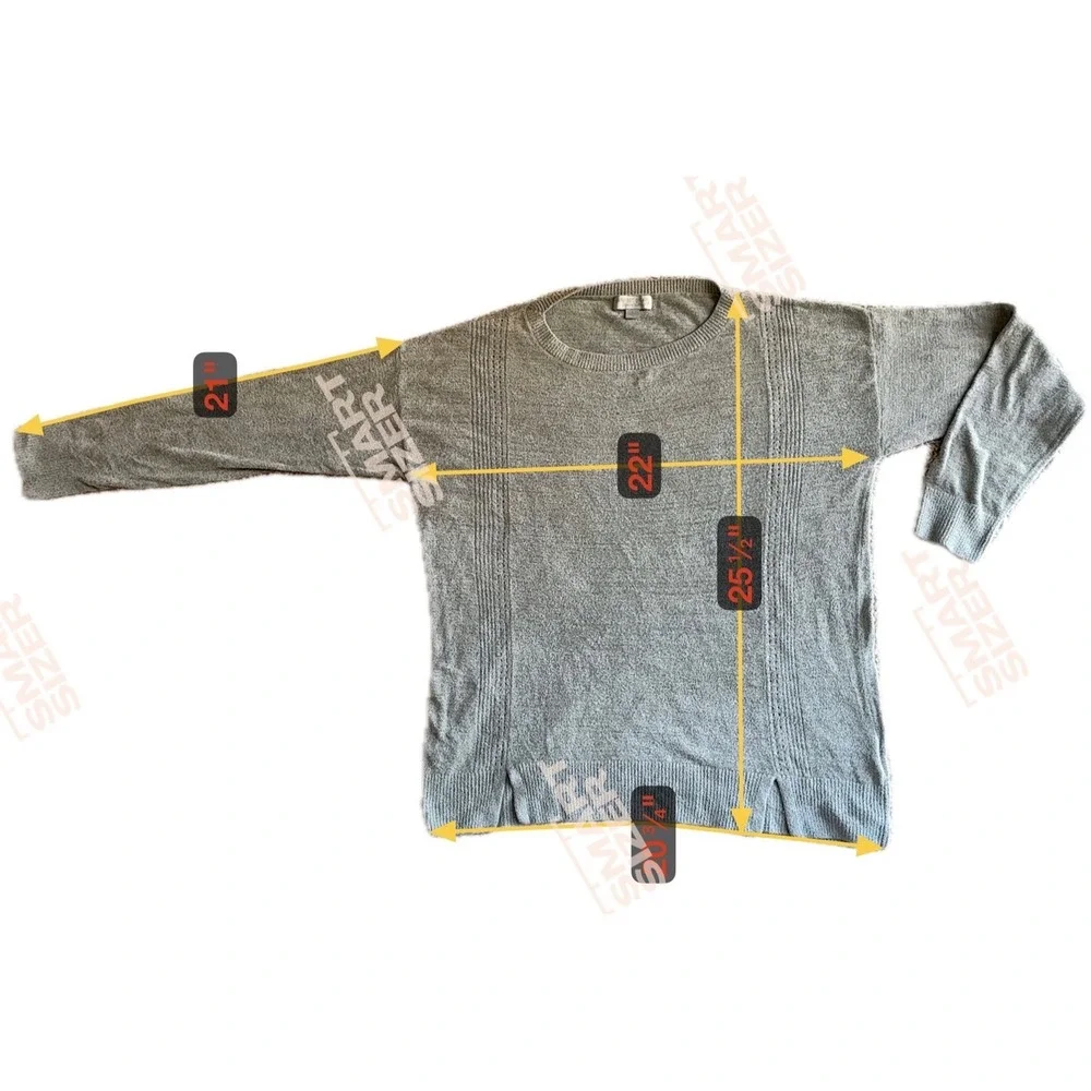 BAREFOOT DREAMS CozyChic Ultra Lite Mens L Gray Long Sleeve Crew‎ Neck Sweater